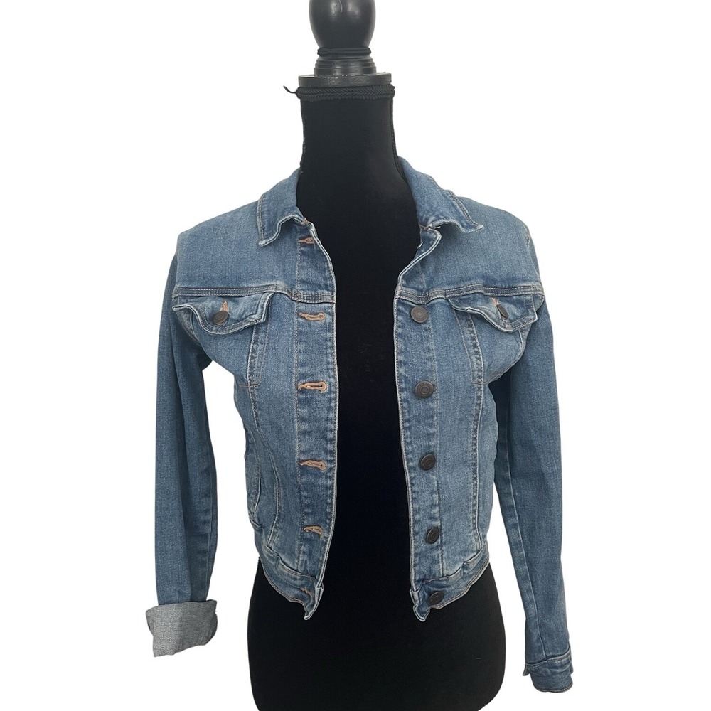 Old Navy Kids XL 14 Blue Denim Trucker‎ Jacket Medium Wash Button Front Collared